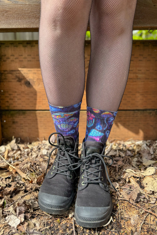 Trippy Mushrooms Printed Crew