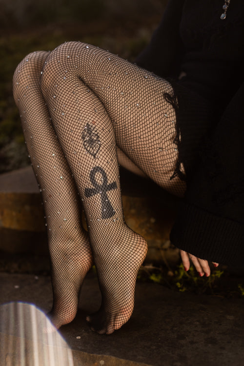 Rhinestone Fishnet Tights