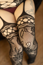 French Rose Backseam Stockings with Attached Garter