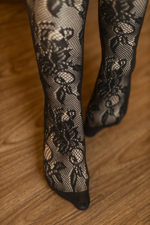 French Rose Backseam Stockings with Attached Garter