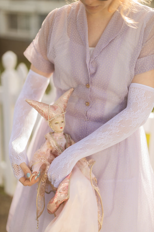 Floral Lace Long Fingerless Gloves