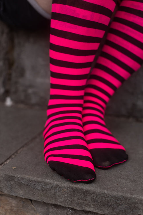 Striped Nylon Thigh Highs