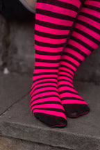 Striped Nylon Thigh Highs