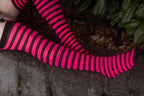 Striped Nylon Thigh Highs