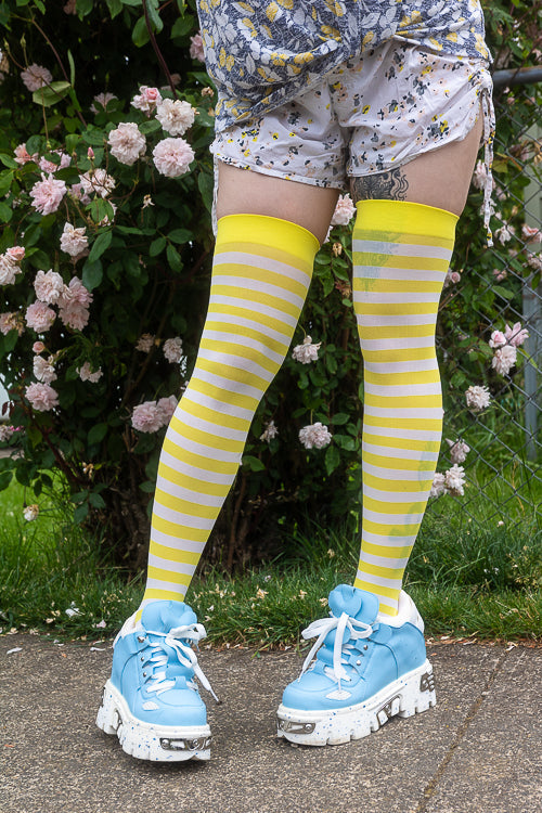 Striped Nylon Thigh Highs