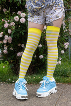 Striped Nylon Thigh Highs