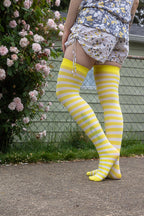Striped Nylon Thigh Highs