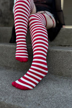 Striped Nylon Thigh Highs