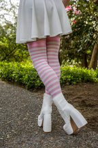 Striped Nylon Thigh Highs
