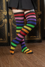 Black Rainbow Stripe Thigh High