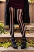 Vertical Net & Opaque Striped Net Tights