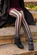 Vertical Net & Opaque Striped Net Tights