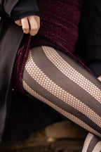 Vertical Net & Opaque Striped Net Tights