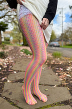 Rainbow Crochet Net Tights