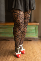 Plus Size Stained Glass Heart Net Suspender Tights