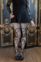 French Cut Dahlia Lace Tights with Net Thigh Detail