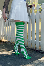 Striped Nylon Thigh Highs