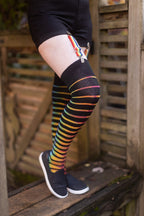 Gradient Stripes Tie Dyed Extraordinary Thigh High