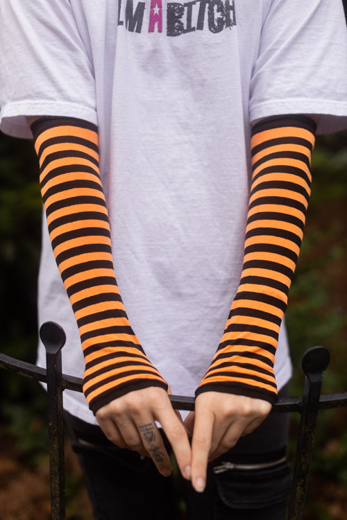 Striped Nylon Arm Warmers