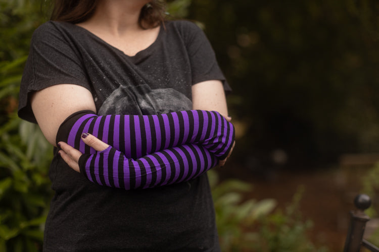 Striped Nylon Arm Warmers