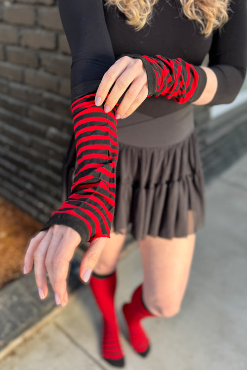 Striped Nylon Arm Warmers