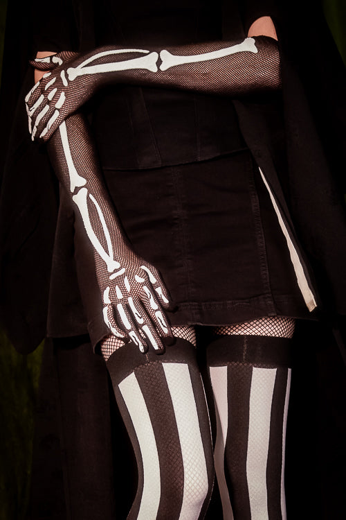 Skeleton Fishnet Long Gloves