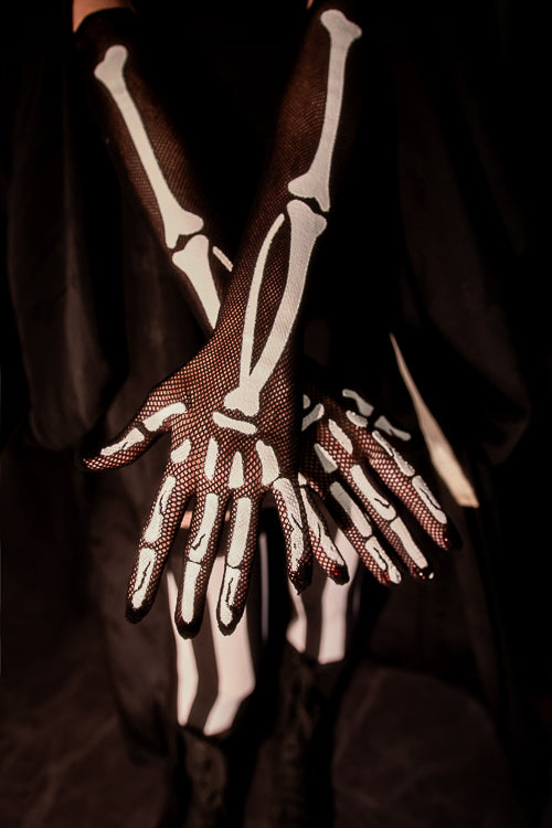 Skeleton Fishnet Long Gloves