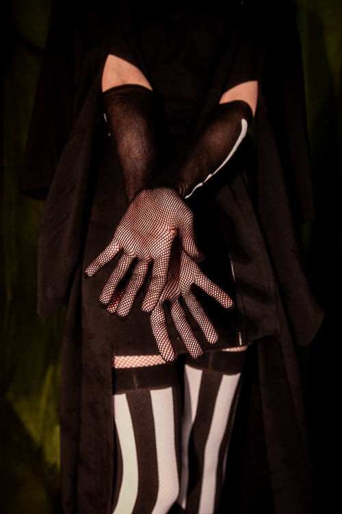 Skeleton Fishnet Long Gloves