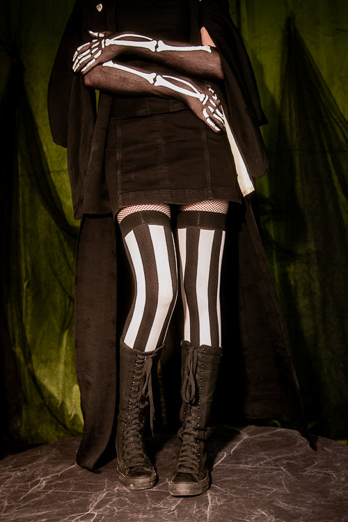 Vertical Striped Opaque Thigh Highs