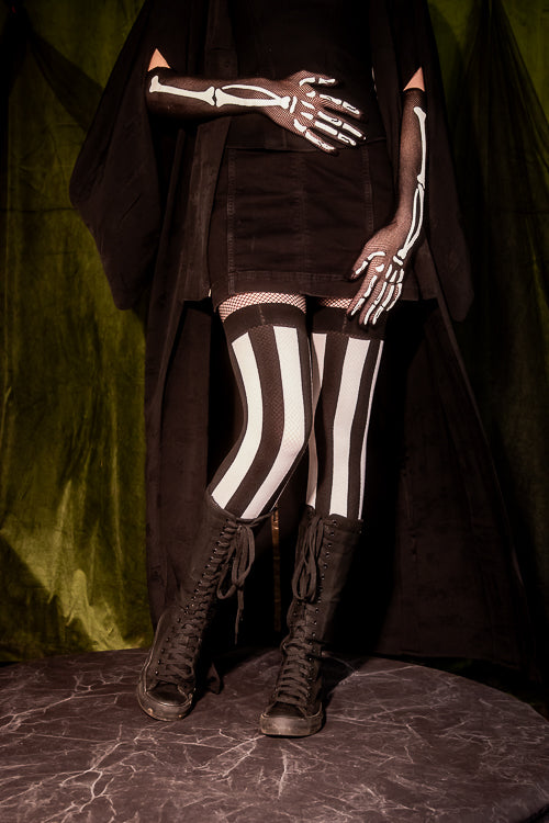 Vertical Striped Opaque Thigh Highs