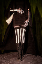 Vertical Striped Opaque Thigh Highs