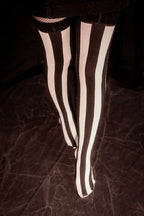 Vertical Striped Opaque Thigh Highs