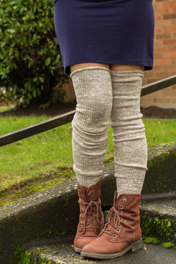 Marled Scrunchable Thigh High Socks