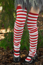 M Stripes Thigh High Socks