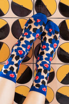 Bold Blue Floral Sheer Crew