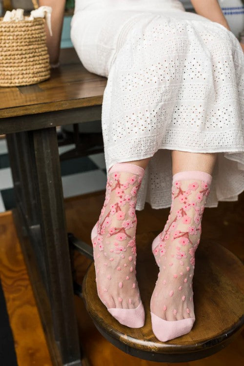 Sheer Cherry Blossoms Crew