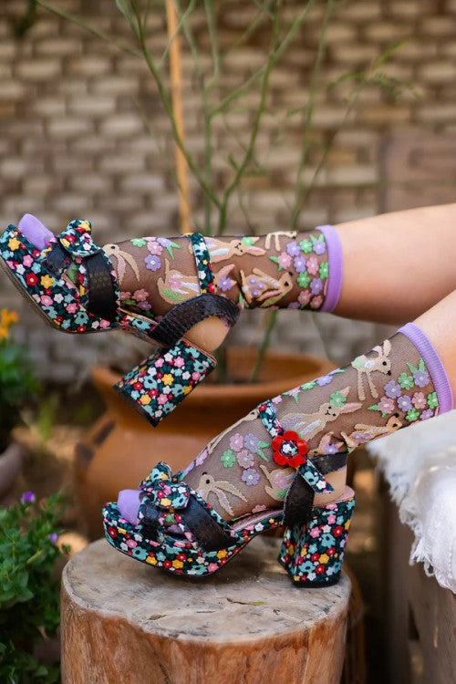 Floral Rabbit Sheer Crew