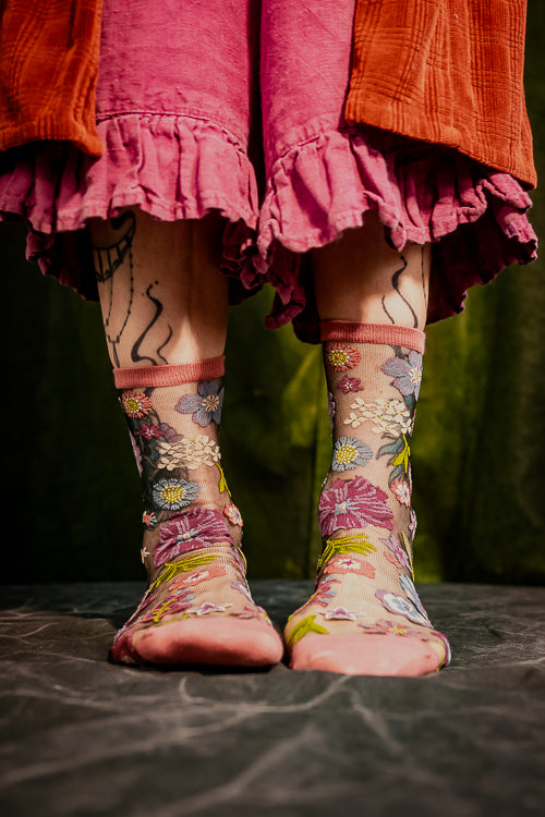 Dark Florals Sheer Crew