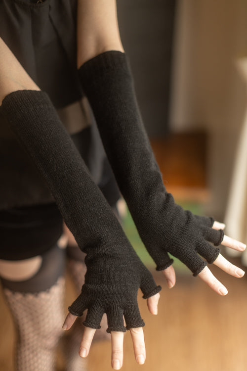 Longer Knit Fingerless Gloves