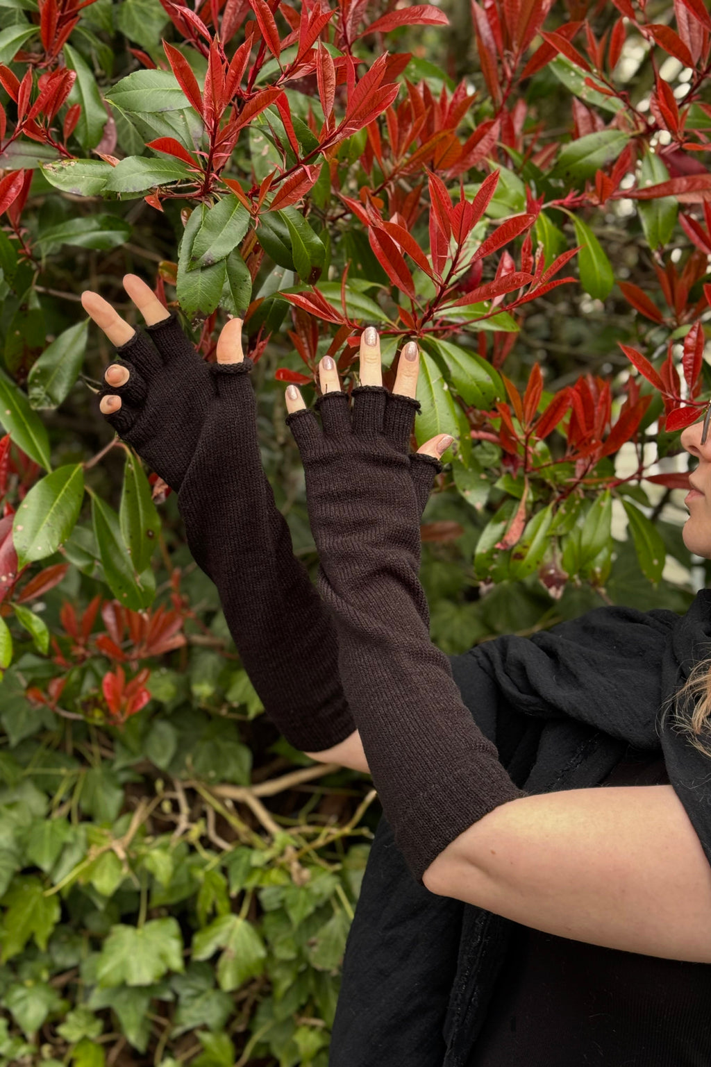 Longer Knit Fingerless Gloves