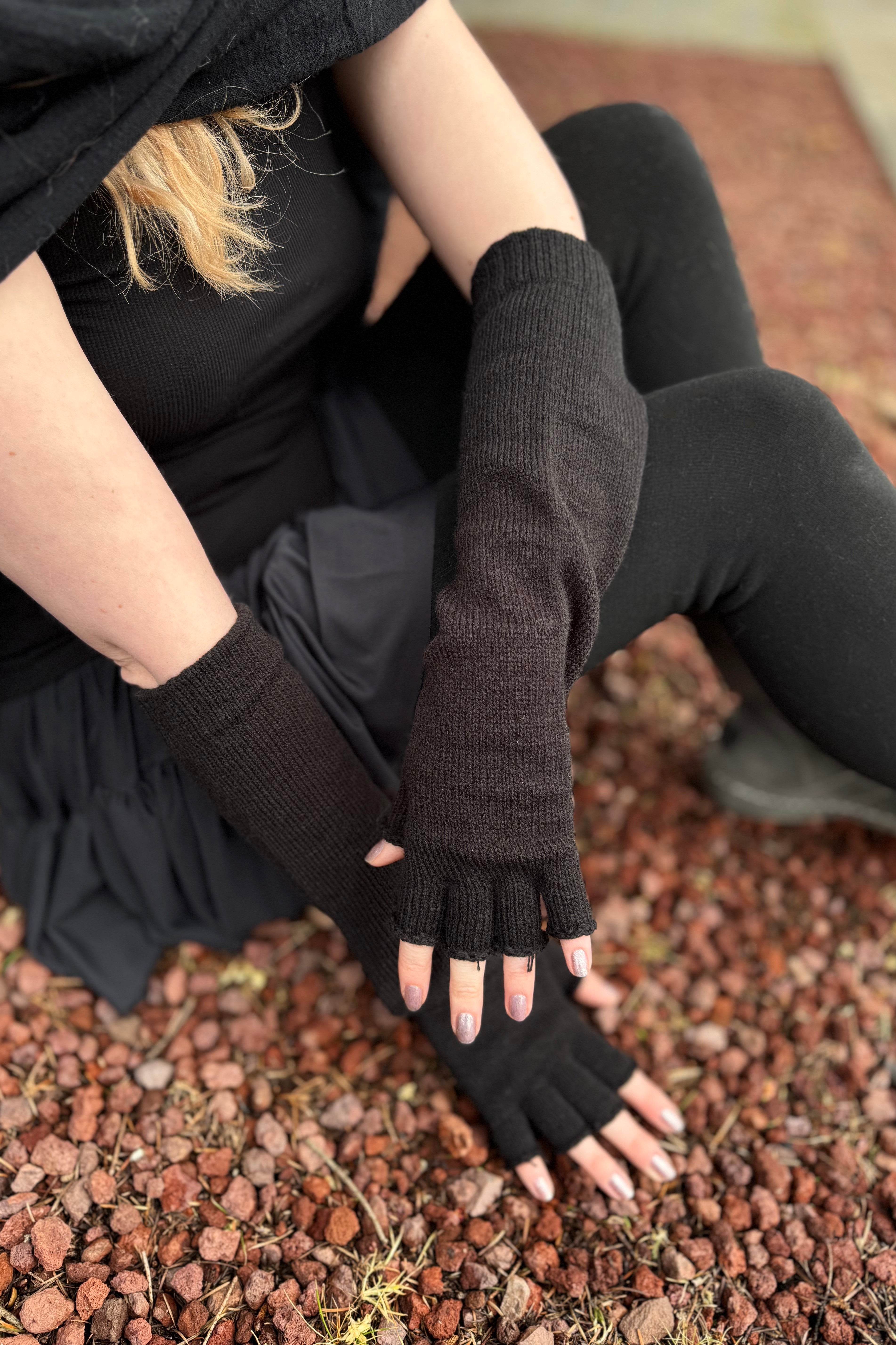 Longer Knit Fingerless Gloves