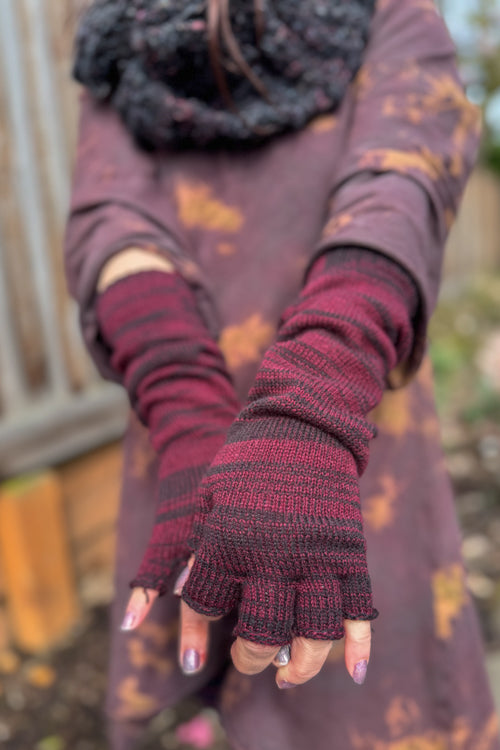 Longer Spaced Dyed Fingerless Gloves