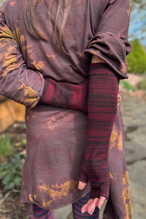 Longer Spaced Dyed Fingerless Gloves