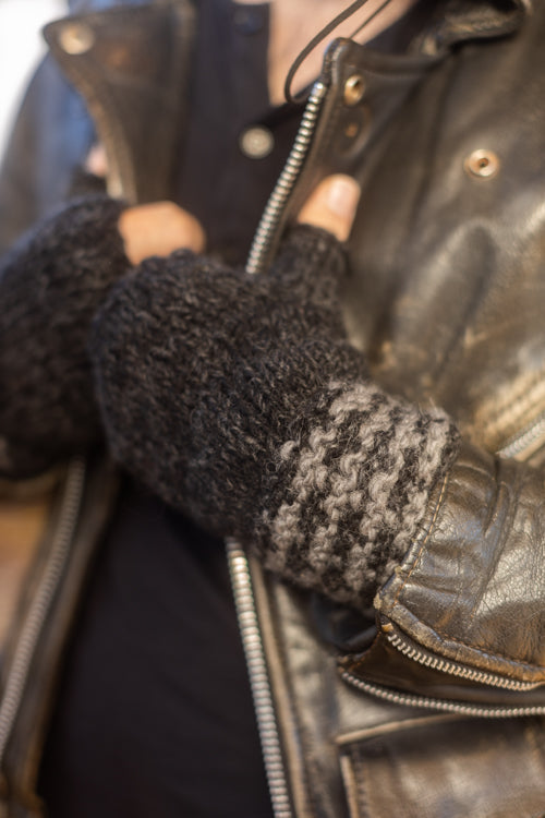 Melange Knitted Wool Arm Warmers