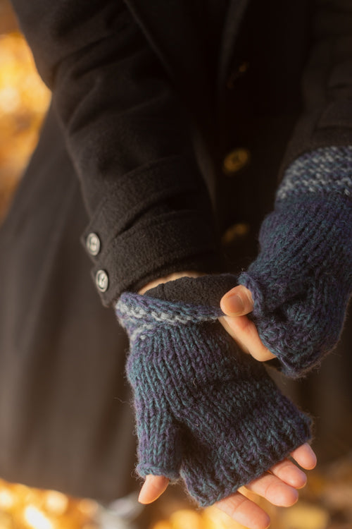 Melange Knitted Wool Arm Warmers