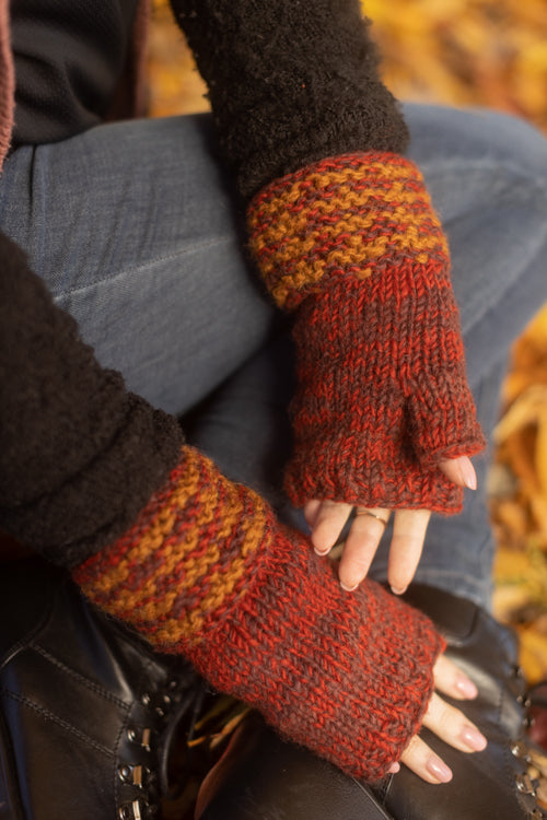Melange Knitted Wool Arm Warmers