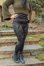 Tropical Floral Print Fleece Lined Leggings