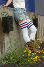 Longer Americana Thigh High Socks