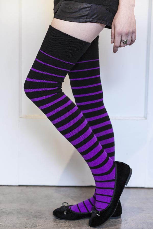 Acrylic Gradient Stripes Extraordinary Thigh High