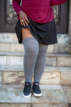 M45 Ribbed Thigh High with Roll Top